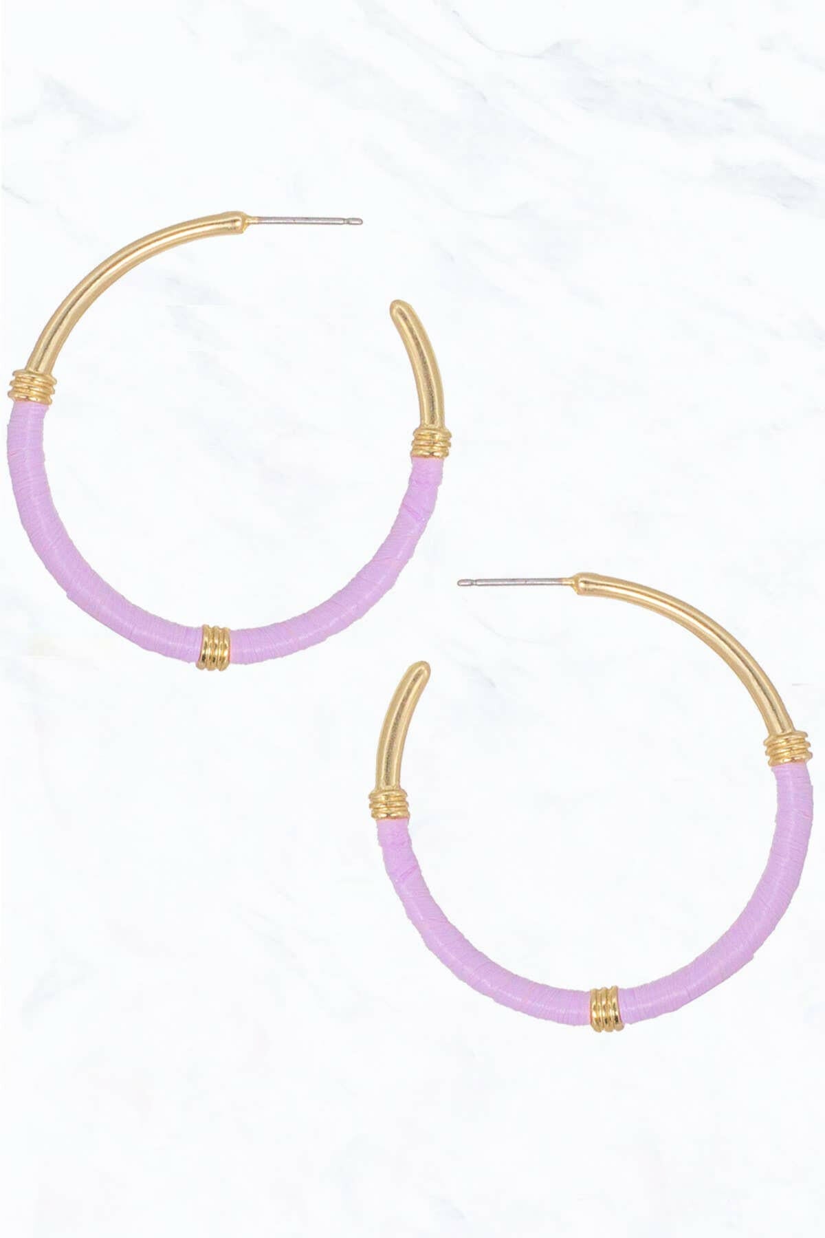 Raffia Wrapped Open-End Hoop Earrings.