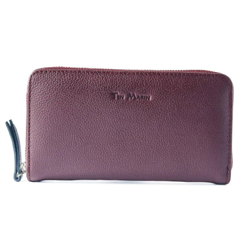 Camila Large Leather Wallet - Burgundy.