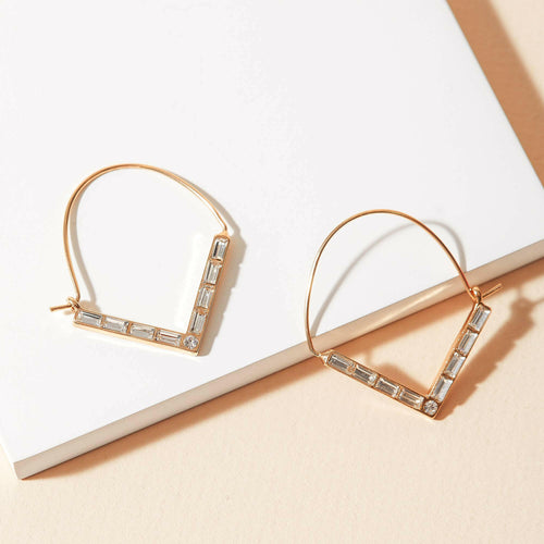 Rhinestone Chevron Hoop Earrings.