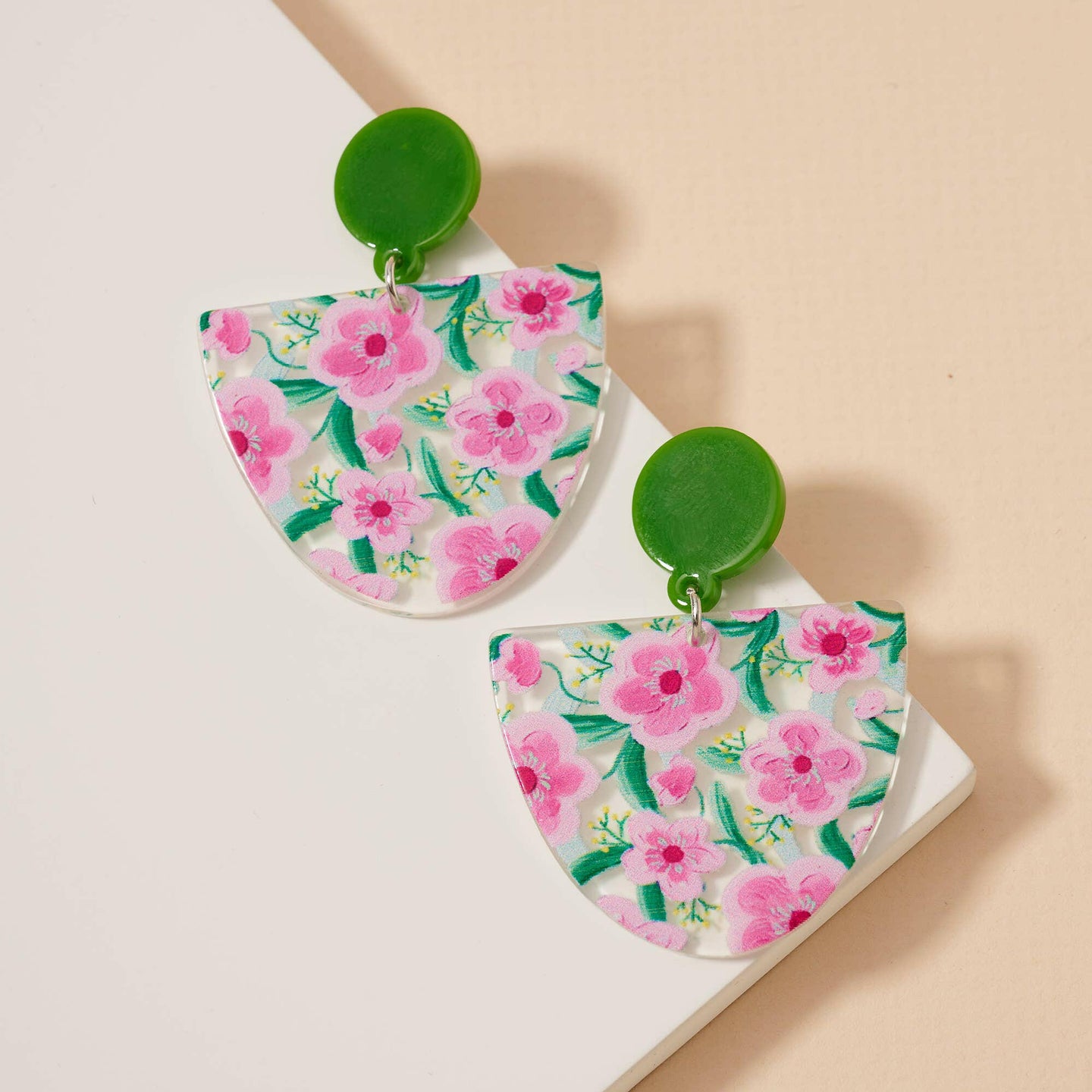 Floral Acetate Dangle Earrings.