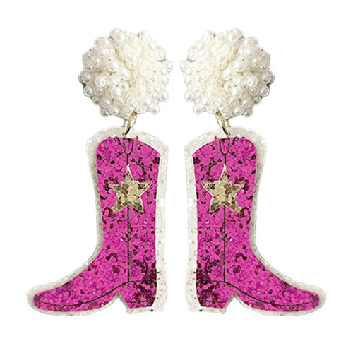 Hot Pink Shania Boots Earrings.