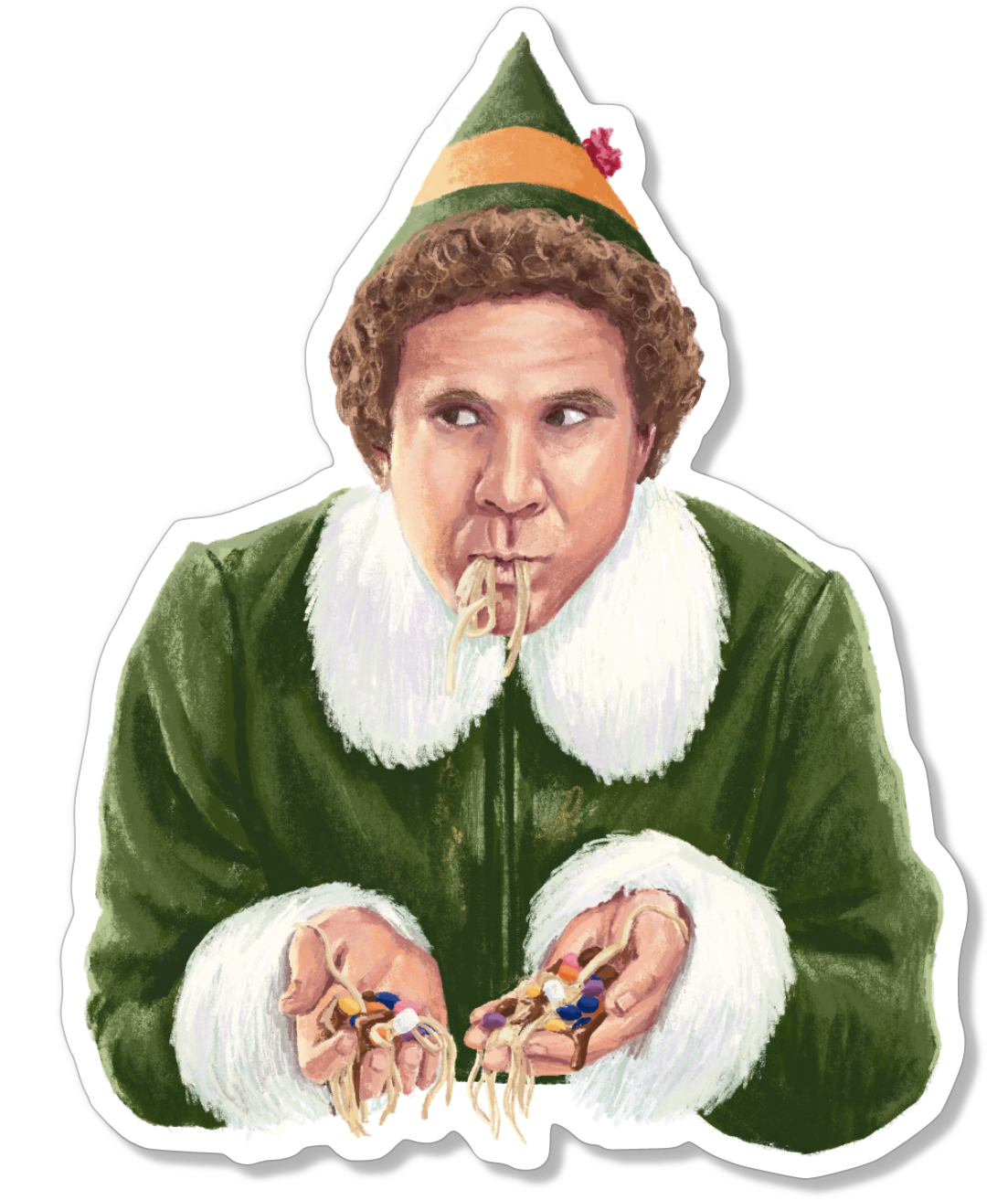 Buddy the Elf Eating Spaghetti Sticker.