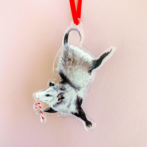 Candy Cane Possum Ornament.