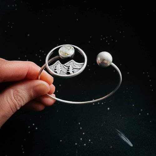 Landscape Cuff Bracelet with Copper Calcite Moon.