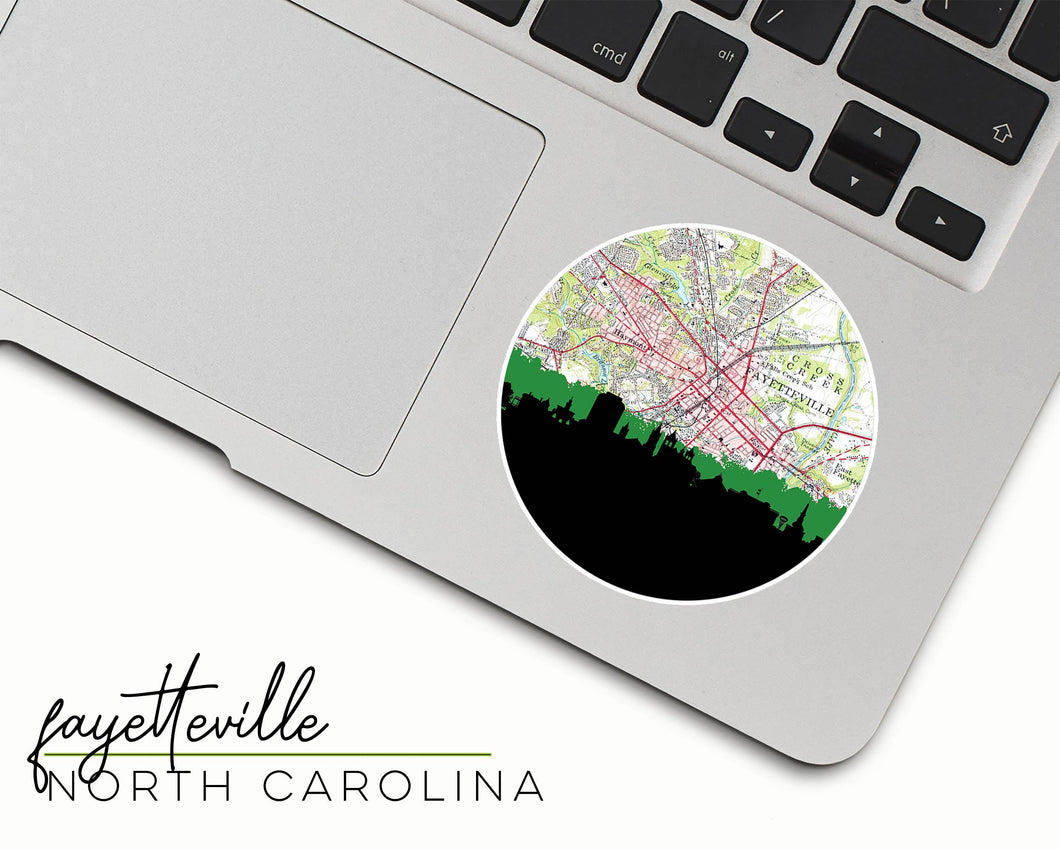 Fayetteville North Carolina city sticker | map + skyline