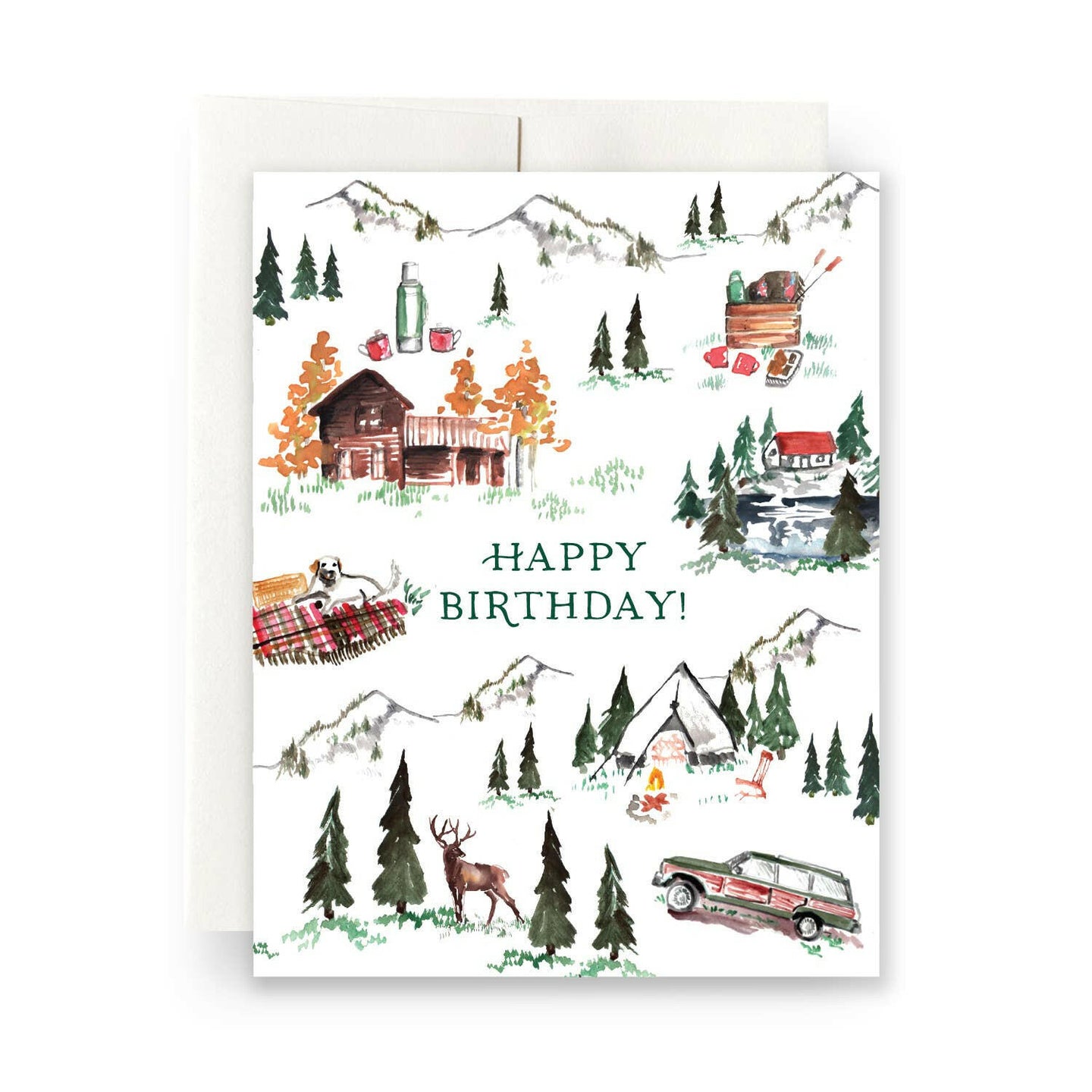 Alpine Lodge Birthday Greeting Card.