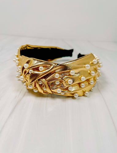 Abbie Pearl Studded Headband GOLD.