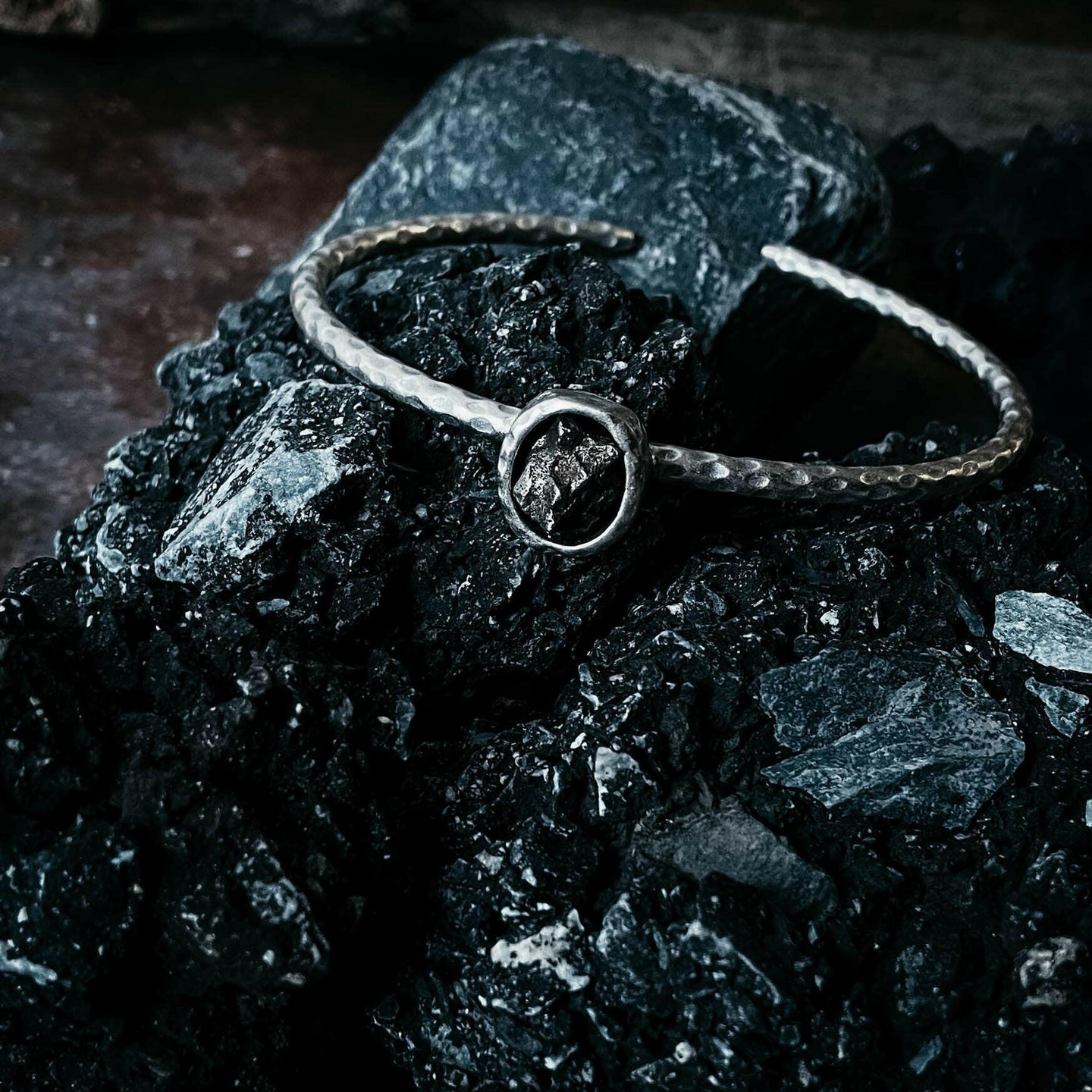 Oval Meteorite Cuff Bracelet.