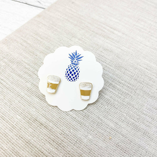 Coffee Cup Enamel Stud Earrings.