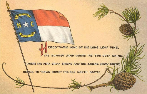 North Carolina Flag and Poem - Vintage Image, Magnet.