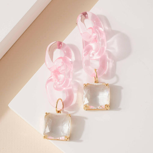 Acetate Chain Link Dangling Earrings.