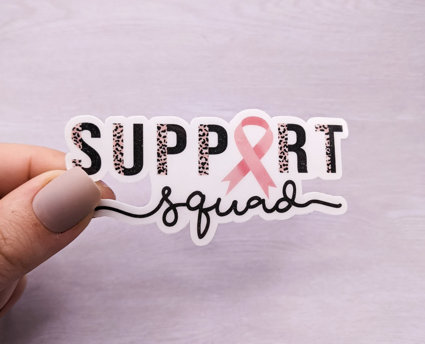 Support Squad Breast Cancer Vinyl Sticker.