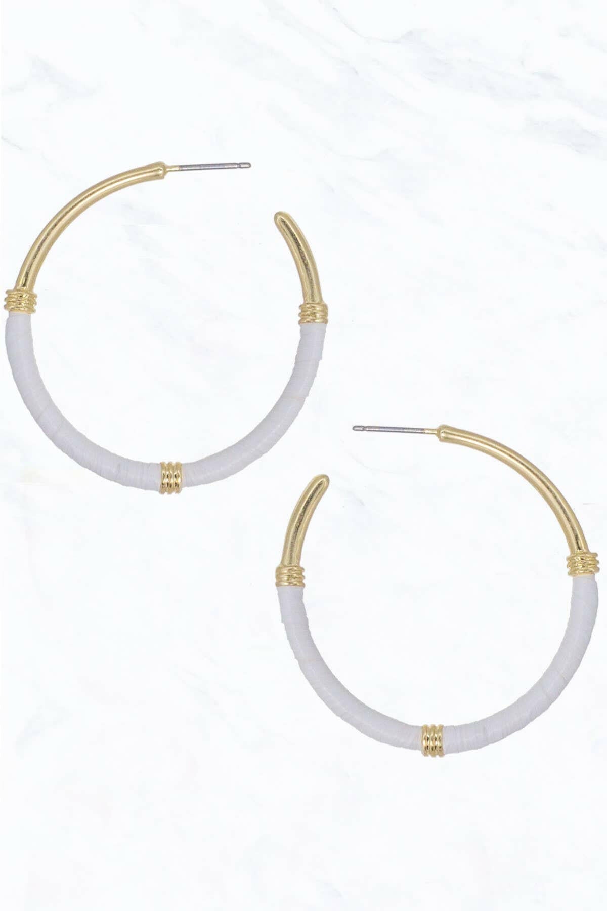 Raffia Wrapped Open-End Hoop Earrings.