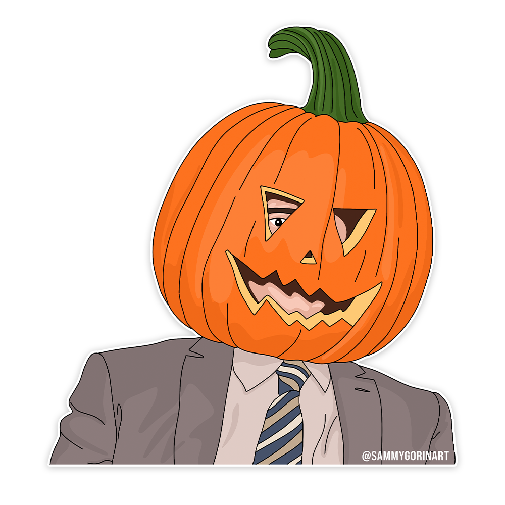 Dwight Pumpkin Head, The Office, Sticker.