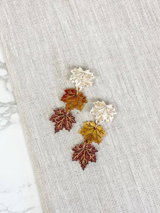 Acrylic Fall Leaves Dangle Earrings