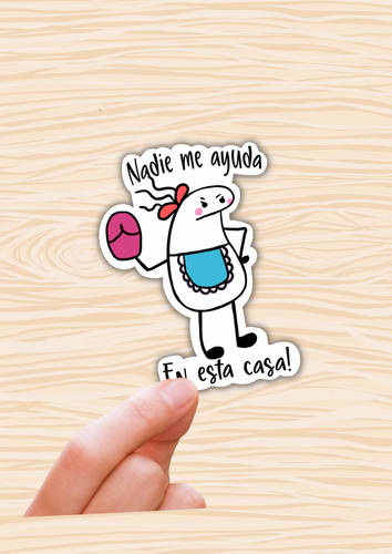 Funny spanish die cut sticker.