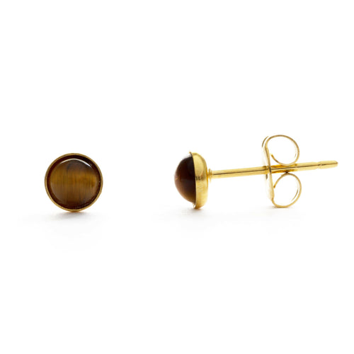 4mm Tiger Eye Stud Earrings.