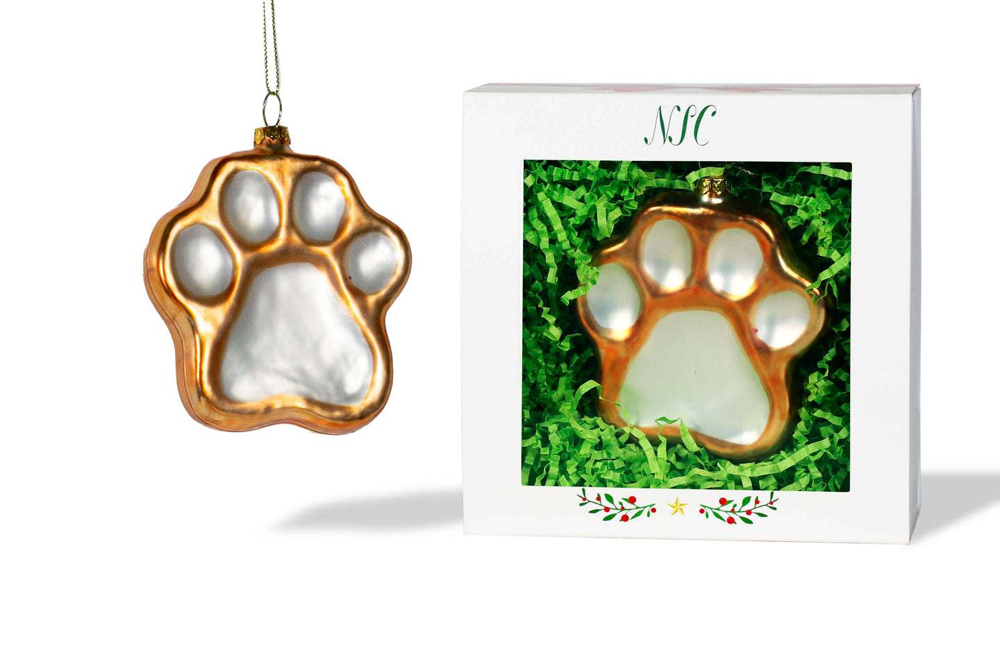 Paw Print Glass Ornament.