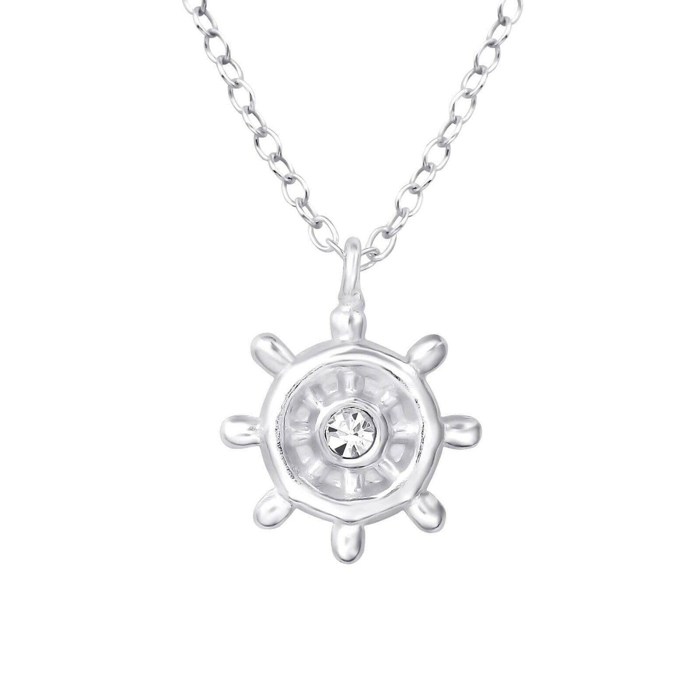 Ship's Wheel - Sterling Silver Delicate Necklace.