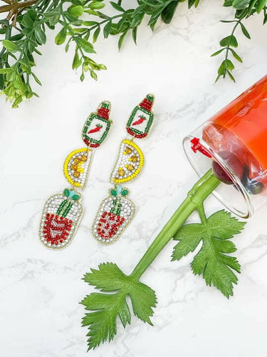 Bloody Mary Beaded Dangle Earrings.