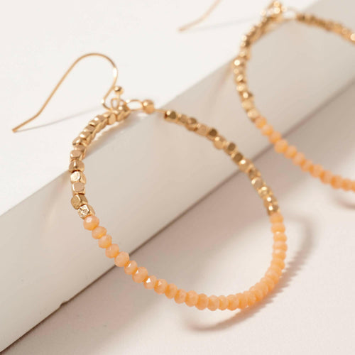 Glass Metal Beaded Dangling Earrings.