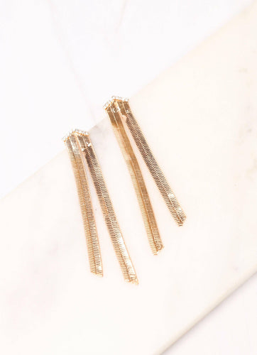 Sacha CZ Flat Chain Drop Earring GOLD.