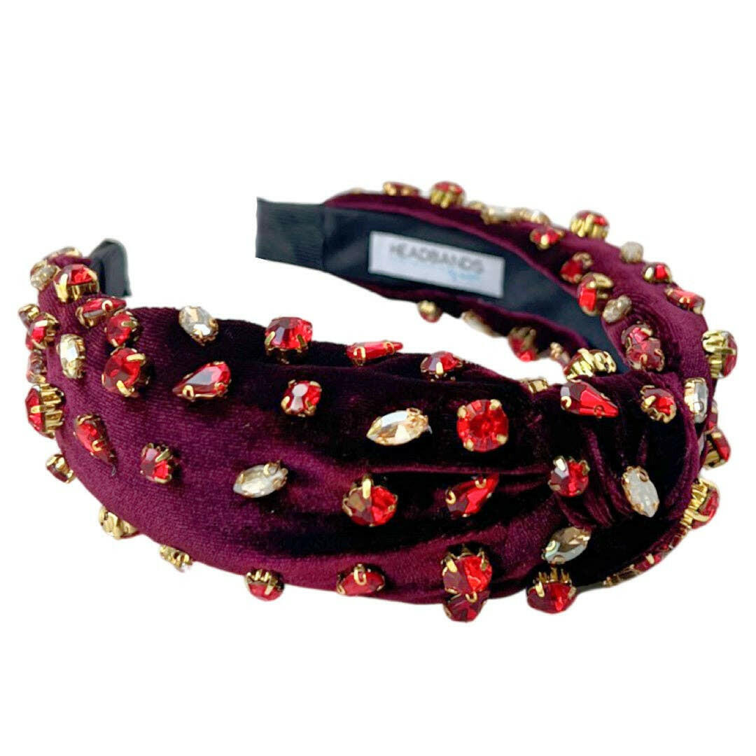 Traditional Knot Headband - Velvet Maroon Gem.