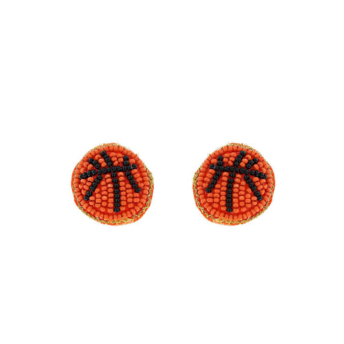 Game Day Beaded Basketball Stud Earrings.