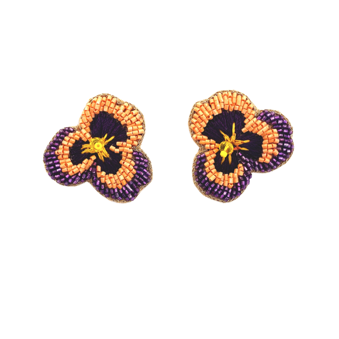 Flower Studs in Purple/Orange.
