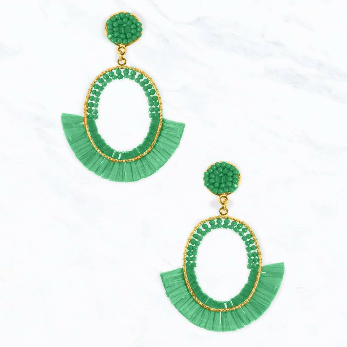 Oval Raffia Flair Earrings.
