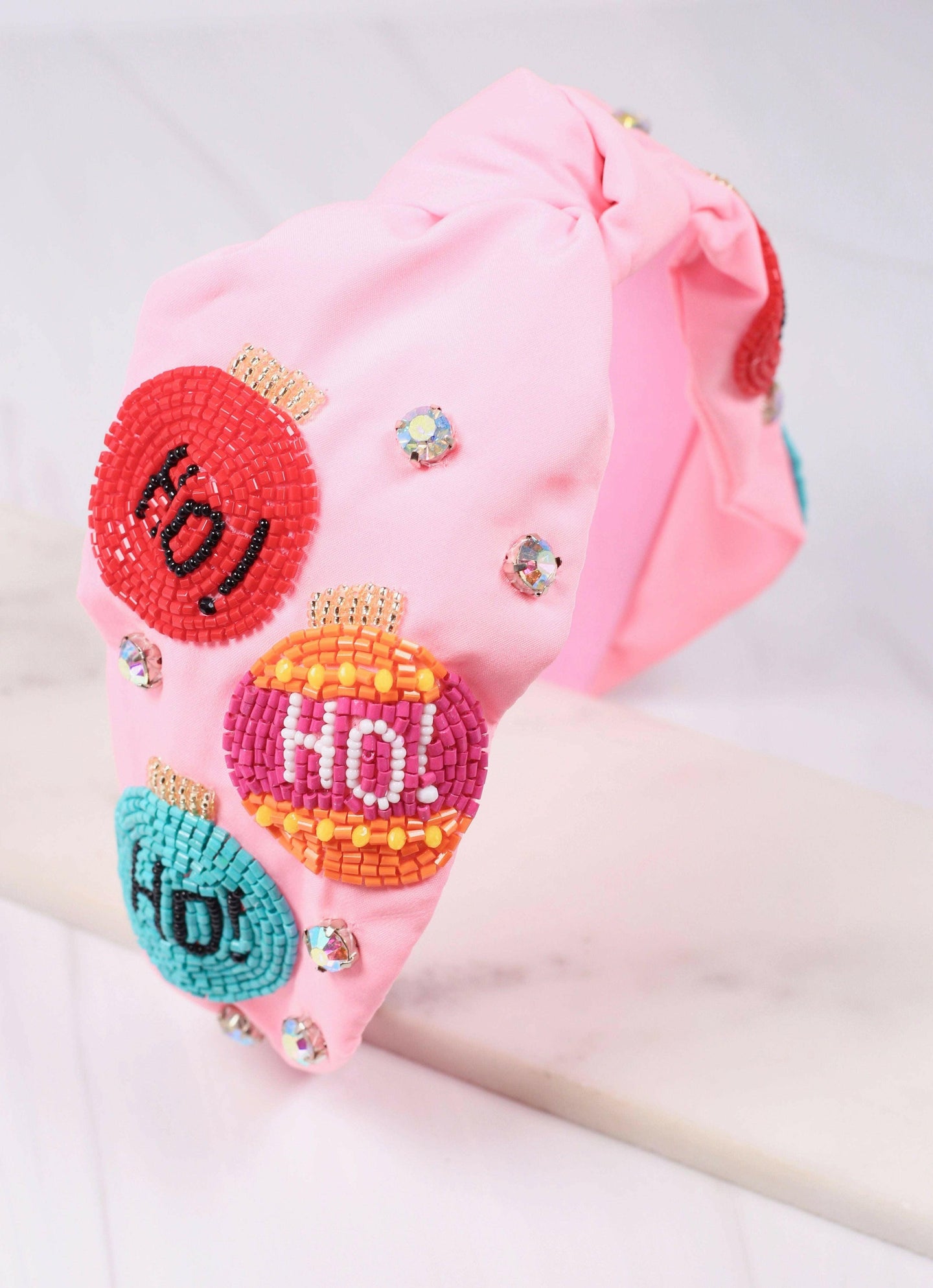 Ho Ho Ho Ornament Headband PINK.