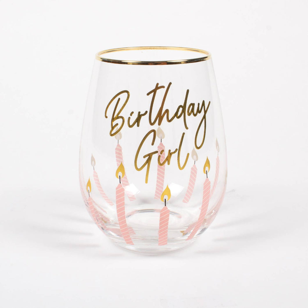 20oz Stemless Wine Glass - Birthday Girl