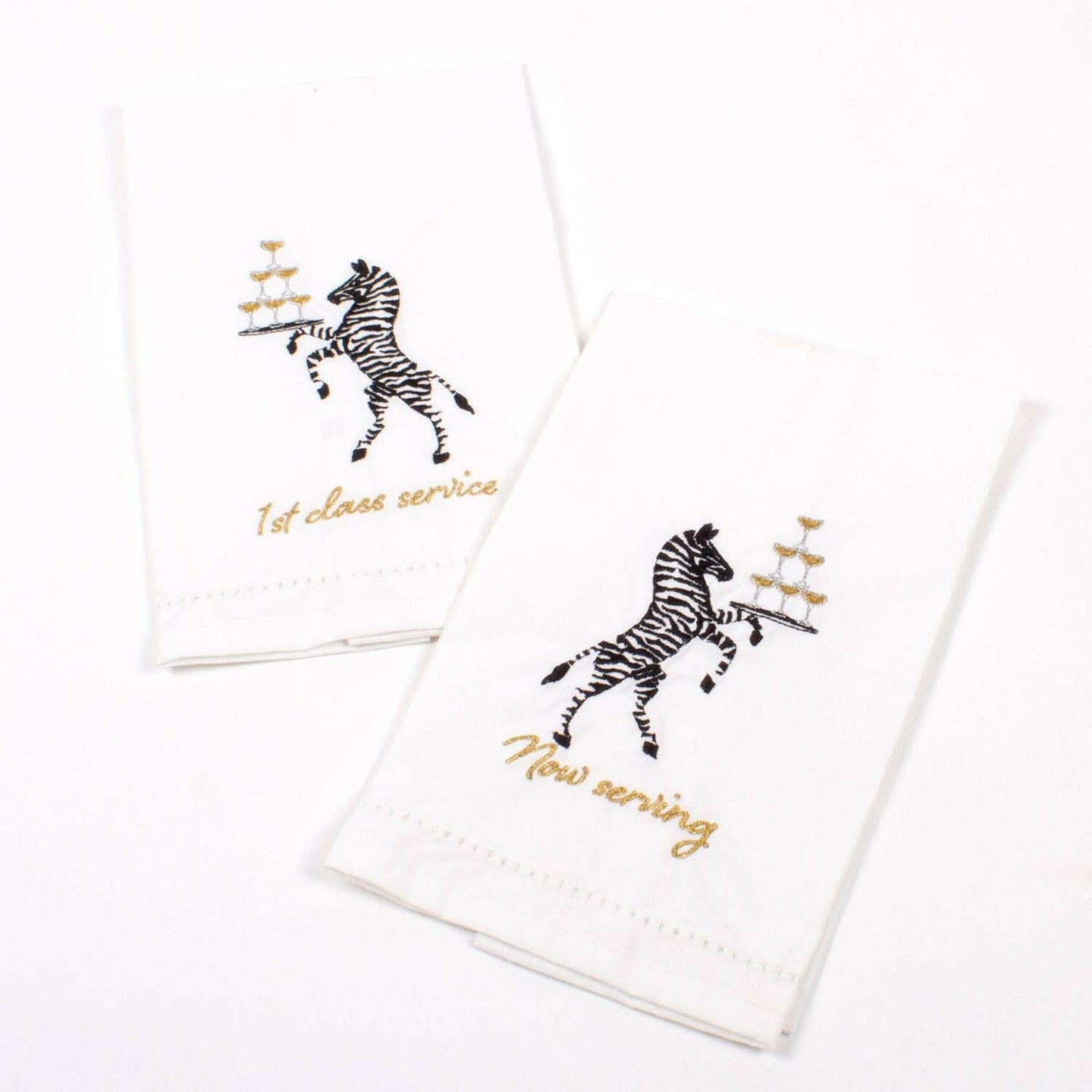 2pc Bar Towel Set - Champagne Zebras.