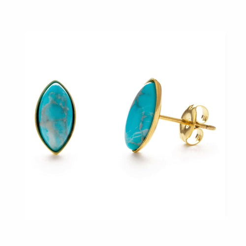Turquoise Howlite Navette Cut Semi Precious Studs.