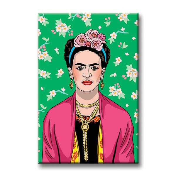 Frida Pink Florals Magnet.