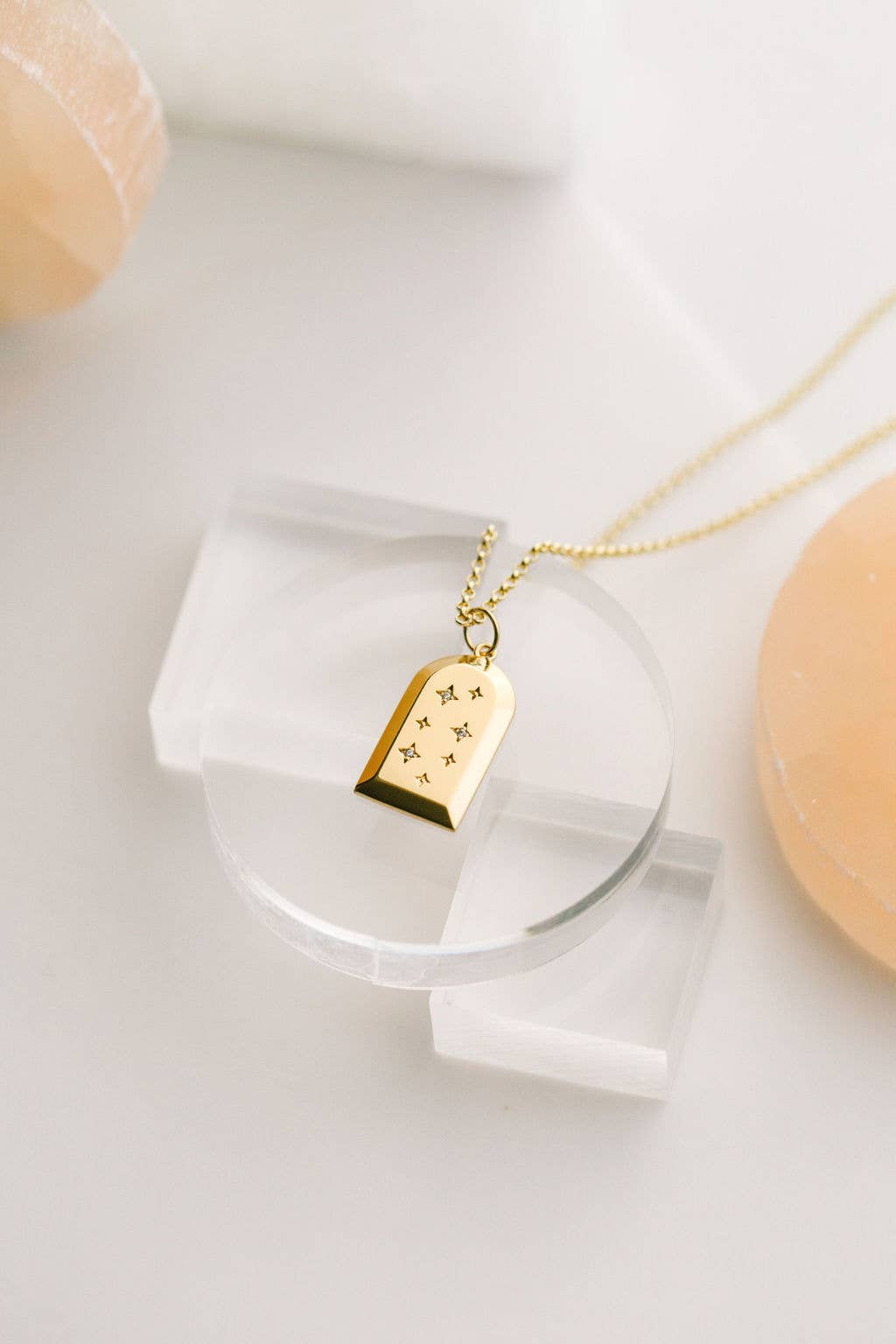Ferris Diamond CZ Arch Amulet Necklace in Gold
