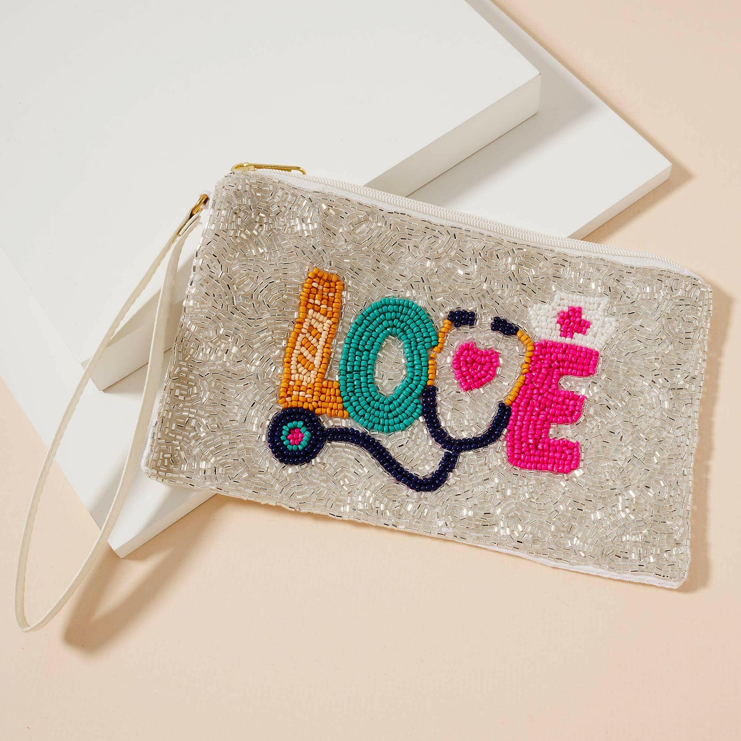 LOVE Nurse Hat Beaded Coin Purse.