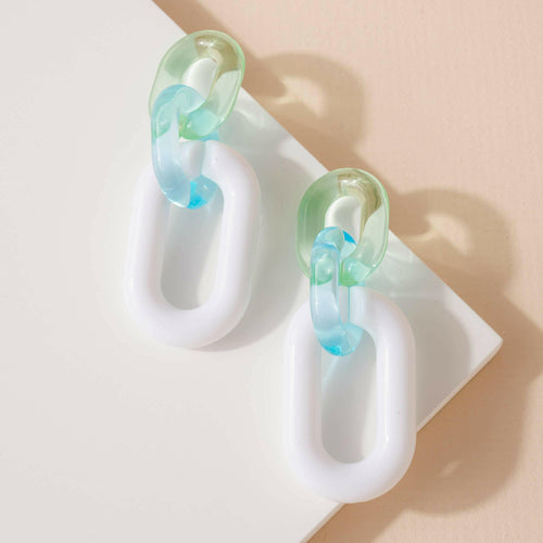 Acetate Link Dangling Earrings.