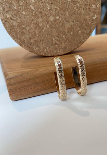 Oblong Scarlet Hoops- 14k Gold Filled.