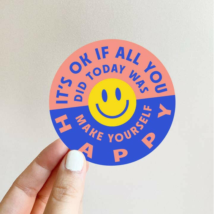 Happy Today Affirmation Smiley Face Sticker.