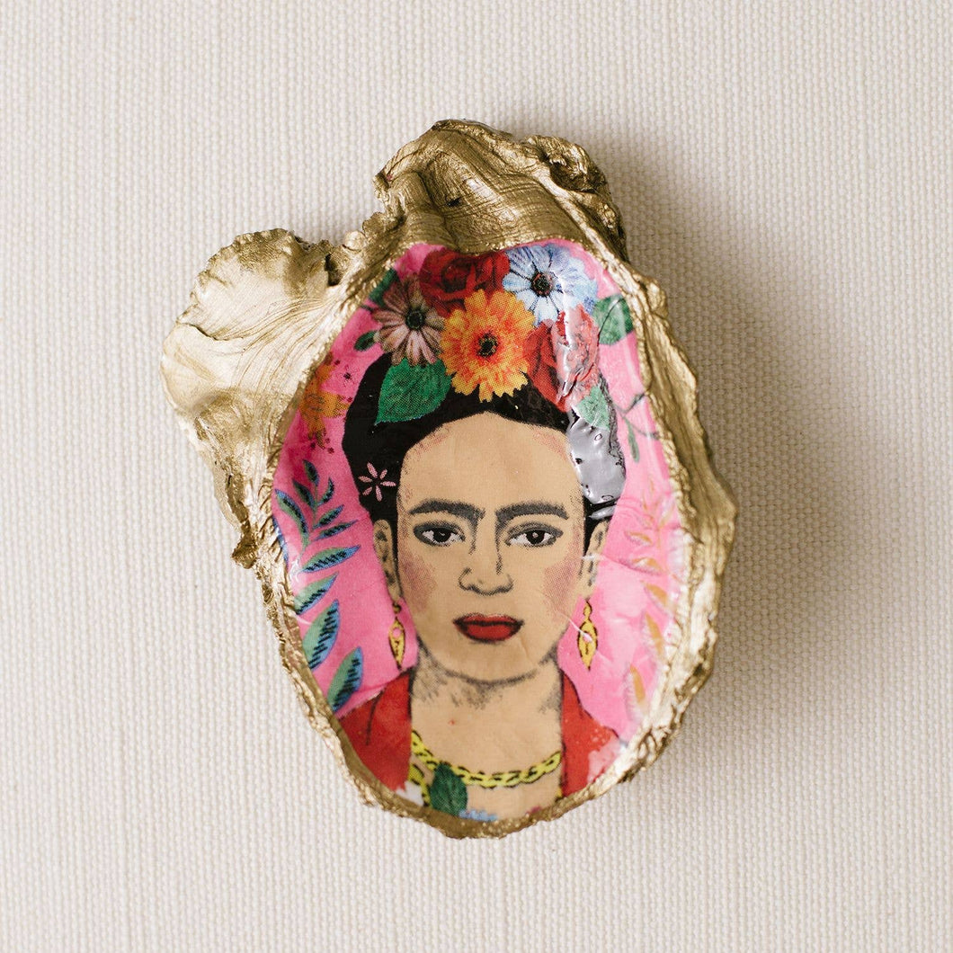 Frida Khalo Decoupage Oyster Ring Dish