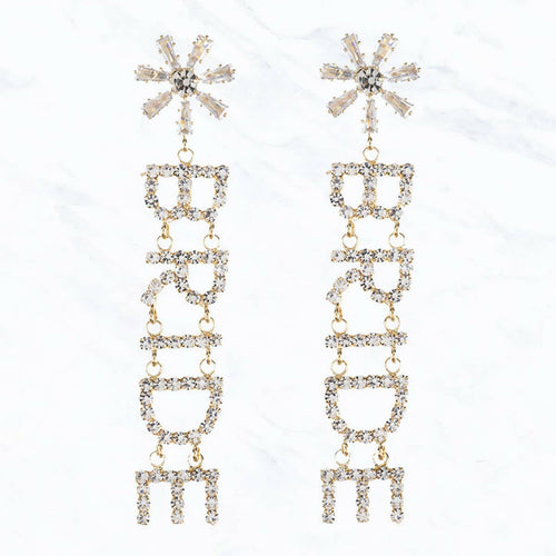 Rhinestone Flower Bride Earrings.