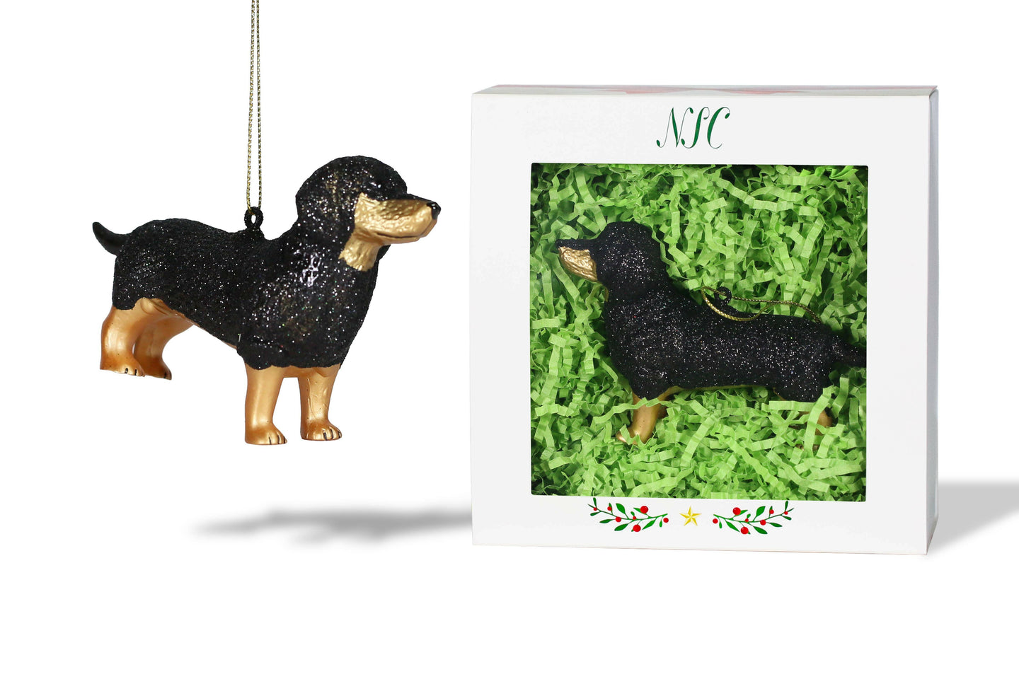 Dachshund Glass Ornament.