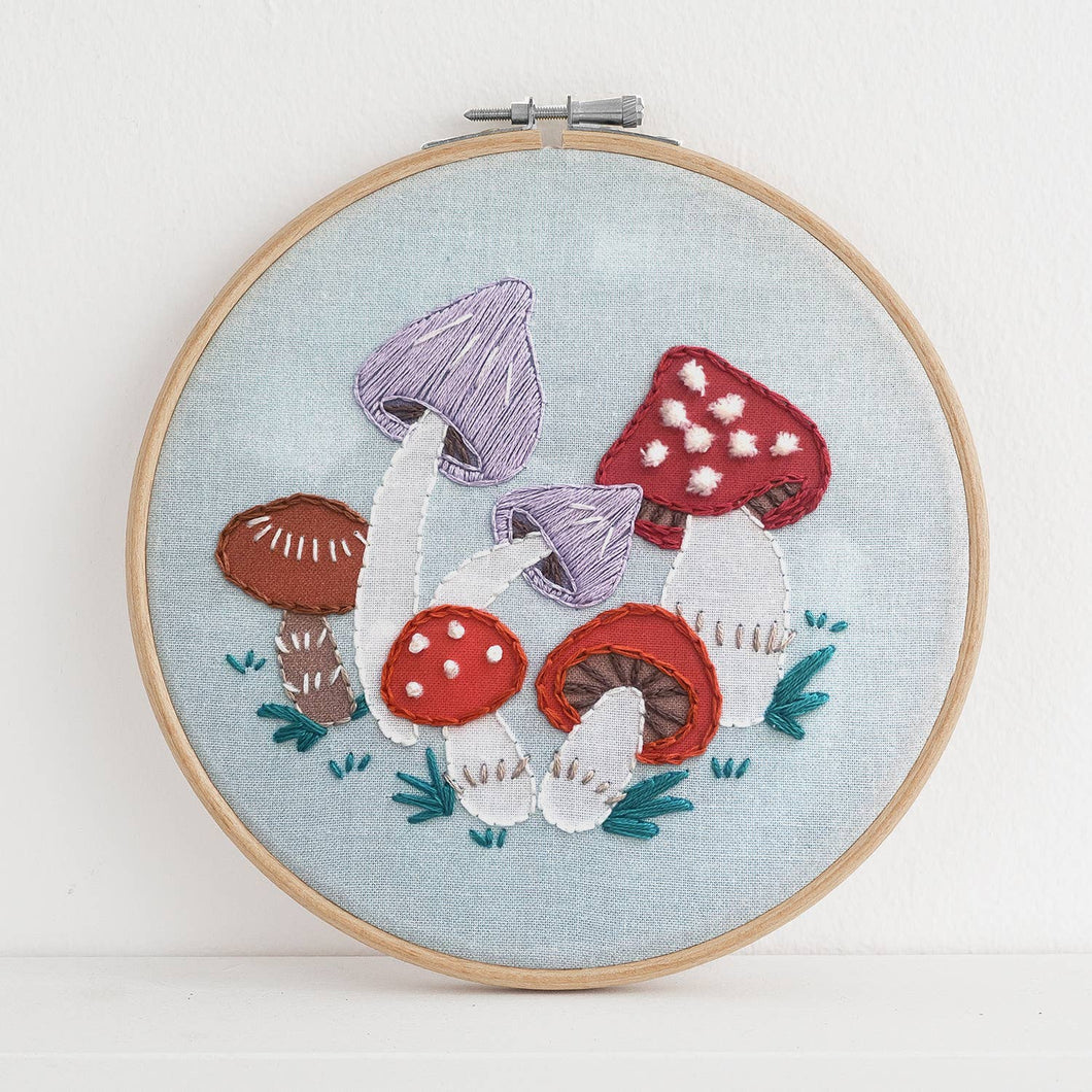 Mushrooms Premium Embroidery Kit, 6 inch