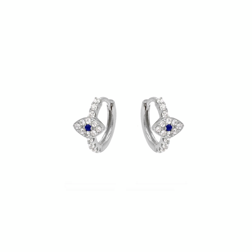 CZ Evil Eye Huggies Earrings.