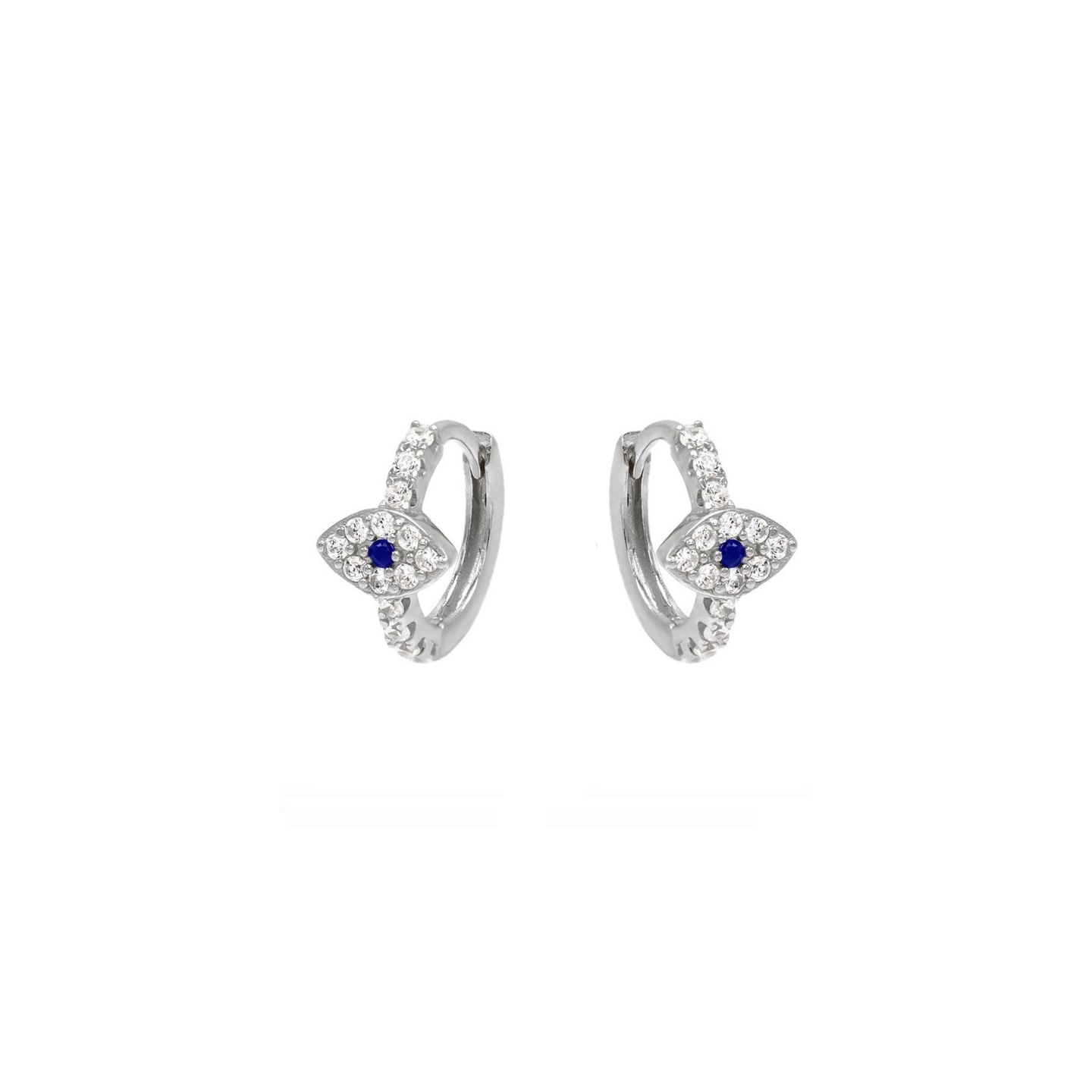 CZ Evil Eye Huggies Earrings.