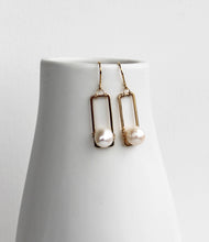 Load image into Gallery viewer, Modern Pearl Rectangle Earrings
