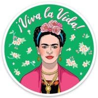 Frida with Pink Florals Die Cut Sticker
