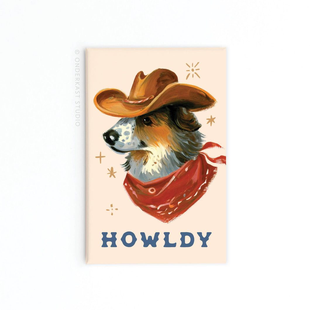 Howldy Cowboy Dog Rectangle Magnet