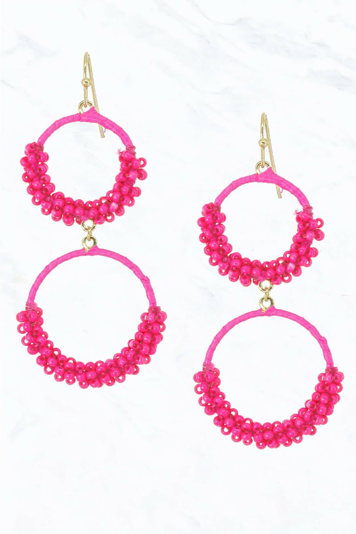 Seed Bead Circle Dangle Earrings.